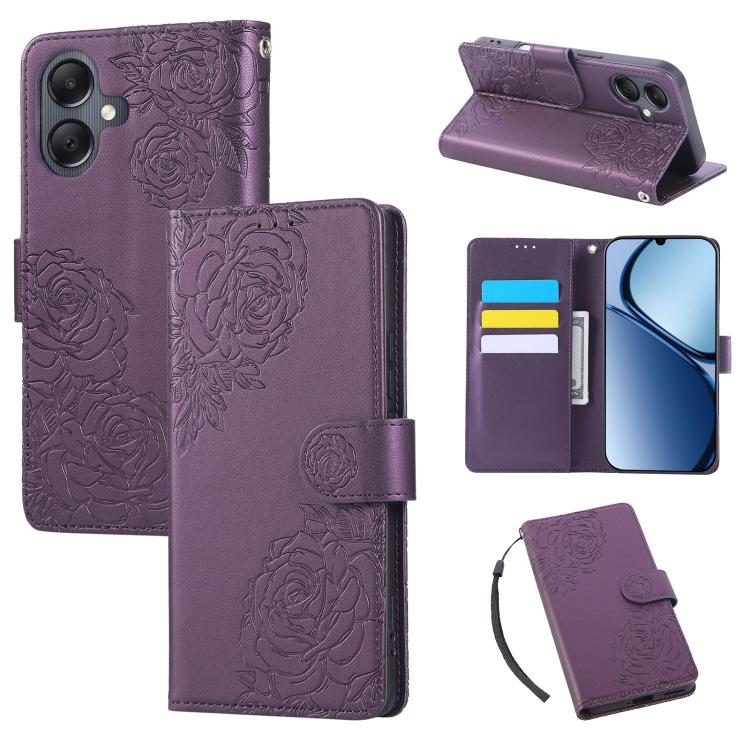 Rose Flower Embossed 3-Card Slots Leather Phone Case, For Samsung Galaxy A07 4G / 5G, For Samsung Galaxy A17 5G, For Samsung Galaxy A06, For Samsung Galaxy A56 5G, For Samsung Galaxy A26 5G, For Samsung Galaxy A36 5G, For Samsung Galaxy A16 5G���������...