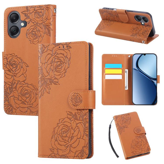Rose Flower Embossed 3-Card Slots Leather Phone Case, For Samsung Galaxy A07 4G / 5G, For Samsung Galaxy A17 5G, For Samsung Galaxy A06, For Samsung Galaxy A56 5G, For Samsung Galaxy A26 5G, For Samsung Galaxy A36 5G, For Samsung Galaxy A16 5G