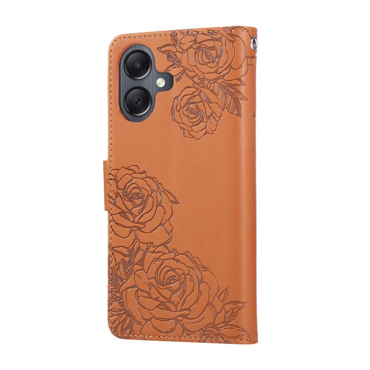 Rose Flower Embossed 3-Card Slots Leather Phone Case, For Samsung Galaxy A07 4G / 5G, For Samsung Galaxy A17 5G, For Samsung Galaxy A06, For Samsung Galaxy A56 5G, For Samsung Galaxy A26 5G, For Samsung Galaxy A36 5G, For Samsung Galaxy A16 5G���������...