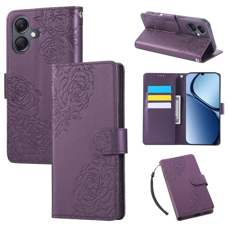 Rose Flower Embossed 3-Card Slots Leather Phone Case, For Samsung Galaxy A07 4G / 5G, For Samsung Galaxy A17 5G, For Samsung Galaxy A06, For Samsung Galaxy A56 5G, For Samsung Galaxy A26 5G, For Samsung Galaxy A36 5G, For Samsung Galaxy A16 5G���������...