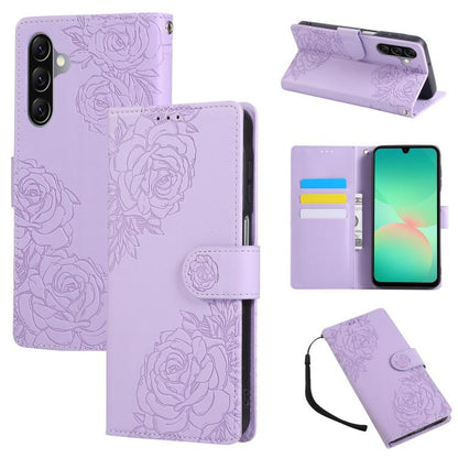 Rose Flower Embossed 3-Card Slots Leather Phone Case, For Samsung Galaxy A07 4G / 5G, For Samsung Galaxy A17 5G, For Samsung Galaxy A06, For Samsung Galaxy A56 5G, For Samsung Galaxy A26 5G, For Samsung Galaxy A36 5G, For Samsung Galaxy A16 5G���������...