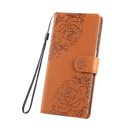 Rose Flower Embossed 3-Card Slots Leather Phone Case, For Samsung Galaxy A57 5G, For Samsung Galaxy A37 5G / A36 5G, For Samsung Galaxy A07 4G / 5G, For Samsung Galaxy A17 5G, For Samsung Galaxy A06, For Samsung Galaxy A56 5G, For Samsung Galaxy A26 5G...