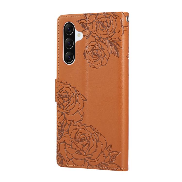 Rose Flower Embossed 3-Card Slots Leather Phone Case, For Samsung Galaxy A57 5G, For Samsung Galaxy A37 5G / A36 5G, For Samsung Galaxy A07 4G / 5G, For Samsung Galaxy A17 5G, For Samsung Galaxy A06, For Samsung Galaxy A56 5G, For Samsung Galaxy A26 5G...