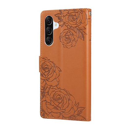 Rose Flower Embossed 3-Card Slots Leather Phone Case, For Samsung Galaxy A57 5G, For Samsung Galaxy A37 5G / A36 5G, For Samsung Galaxy A07 4G / 5G, For Samsung Galaxy A17 5G, For Samsung Galaxy A06, For Samsung Galaxy A56 5G, For Samsung Galaxy A26 5G...