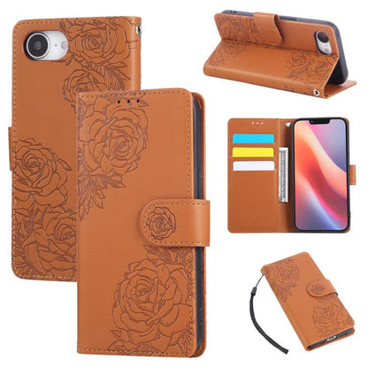 Rose Flower Embossed 3-Card Slots Leather Phone Case, For iPhone 18 / 17, For iPhone 18 Pro / 17 Pro, For iPhone 18 Pro Max / 17 Pro Max, For iPhone 17e / 16e, For iPhone Air, For iPhone 16 Pro Max, For iPhone 16 Pro, For iPhone 16 Plus, For iPhone 16 ...