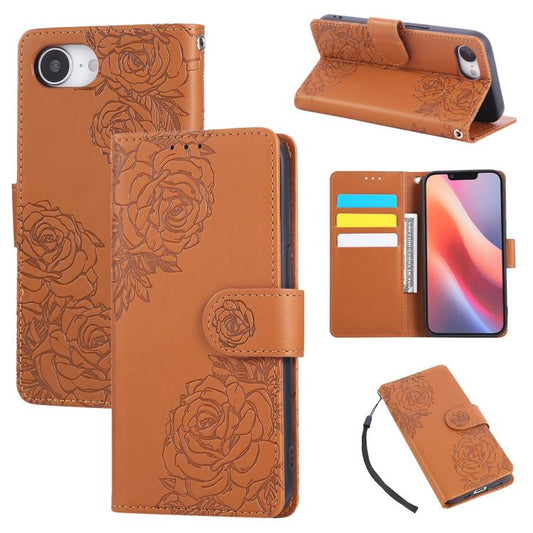 Rose Flower Embossed 3-Card Slots Leather Phone Case, For iPhone 17e / 16e, For iPhone 17 Pro Max, For iPhone 17 Pro, For iPhone 17, For iPhone Air, For iPhone 16 Pro Max, For iPhone 16 Pro, For iPhone 16 Plus, For iPhone 16, For iPhone 15 Pro Max     ...