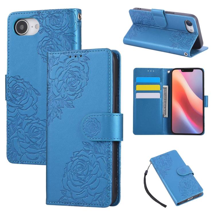 Rose Flower Embossed 3-Card Slots Leather Phone Case, For iPhone 18 / 17, For iPhone 18 Pro / 17 Pro, For iPhone 18 Pro Max / 17 Pro Max, For iPhone 17e / 16e, For iPhone Air, For iPhone 16 Pro Max, For iPhone 16 Pro, For iPhone 16 Plus, For iPhone 16 ...