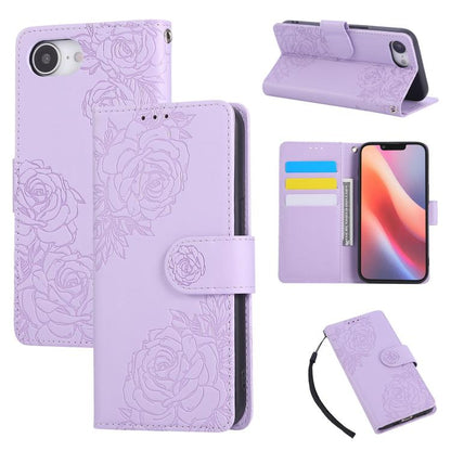 Rose Flower Embossed 3-Card Slots Leather Phone Case