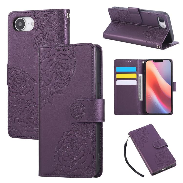 Rose Flower Embossed 3-Card Slots Leather Phone Case, For iPhone 17e / 16e, For iPhone 17 Pro Max, For iPhone 17 Pro, For iPhone 17, For iPhone Air, For iPhone 16 Pro Max, For iPhone 16 Pro, For iPhone 16 Plus, For iPhone 16, For iPhone 15 Pro Max     ...