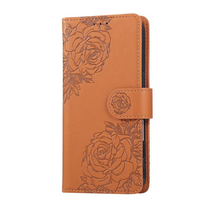 Rose Flower Embossed 3-Card Slots Leather Phone Case, For iPhone 18 / 17, For iPhone 18 Pro / 17 Pro, For iPhone 18 Pro Max / 17 Pro Max, For iPhone 17e / 16e, For iPhone Air, For iPhone 16 Pro Max, For iPhone 16 Pro, For iPhone 16 Plus, For iPhone 16 ...