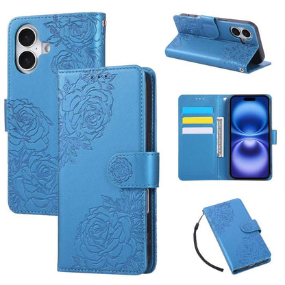 Rose Flower Embossed 3-Card Slots Leather Phone Case, For iPhone 18 / 17, For iPhone 18 Pro / 17 Pro, For iPhone 18 Pro Max / 17 Pro Max, For iPhone 17e / 16e, For iPhone Air, For iPhone 16 Pro Max, For iPhone 16 Pro, For iPhone 16 Plus, For iPhone 16 ...