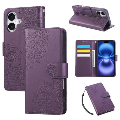 Rose Flower Embossed 3-Card Slots Leather Phone Case