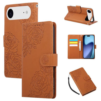 Rose Flower Embossed 3-Card Slots Leather Phone Case