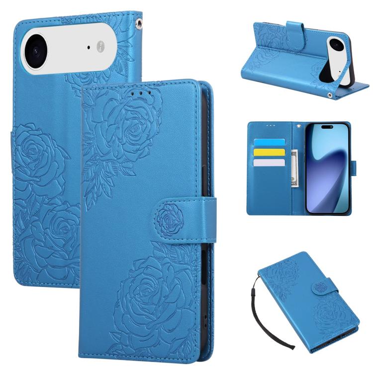 Rose Flower Embossed 3-Card Slots Leather Phone Case
