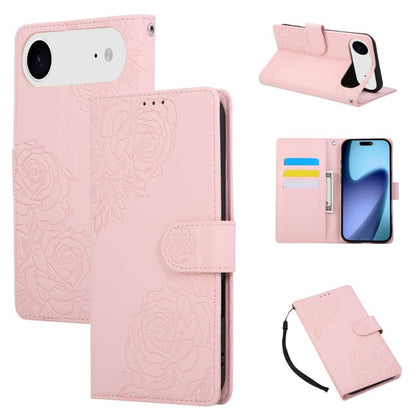 Rose Flower Embossed 3-Card Slots Leather Phone Case