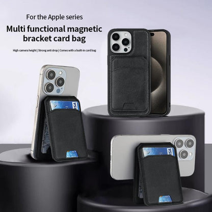 Multifunctional MagSafe Magnetic Bracket Leather Card Bag