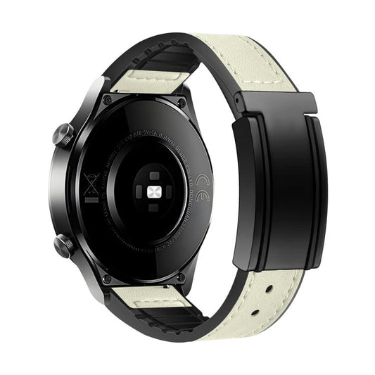 T-Shaped Fold Magnetic Buckle Silicone PU Watch Band, 20mm, 22mm