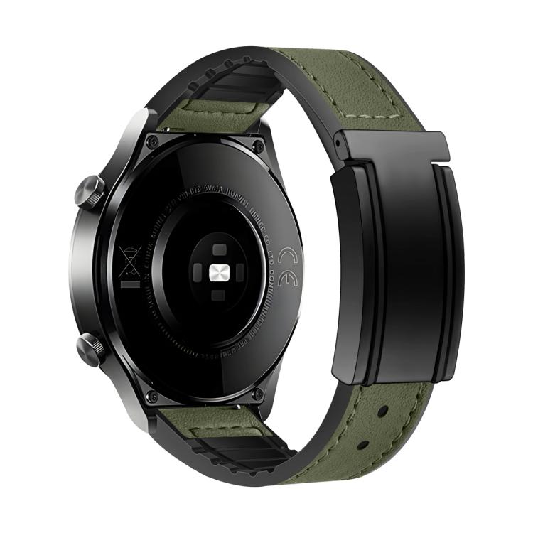 T-Shaped Fold Magnetic Buckle Silicone PU Watch Band, 20mm, 22mm