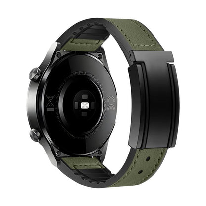T-Shaped Fold Magnetic Buckle Silicone PU Watch Band, 20mm, 22mm
