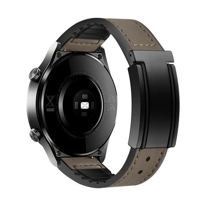 T-Shaped Fold Magnetic Buckle Silicone PU Watch Band, 20mm, 22mm