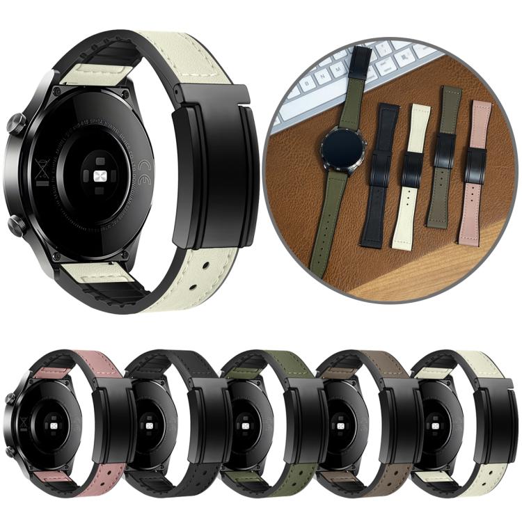 T-Shaped Fold Magnetic Buckle Silicone PU Watch Band, 20mm, 22mm