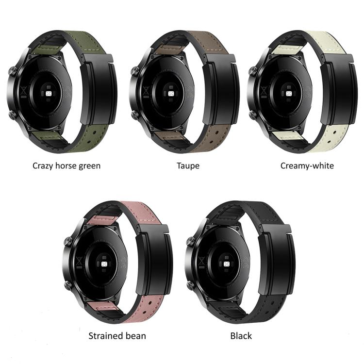 T-Shaped Fold Magnetic Buckle Silicone PU Watch Band, 20mm, 22mm