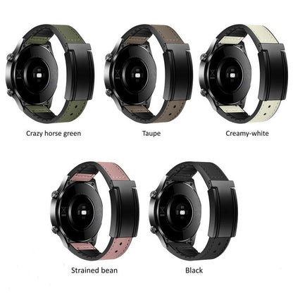 T-Shaped Fold Magnetic Buckle Silicone PU Watch Band, 20mm, 22mm