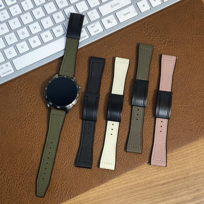 T-Shaped Fold Magnetic Buckle Silicone PU Watch Band, 20mm, 22mm