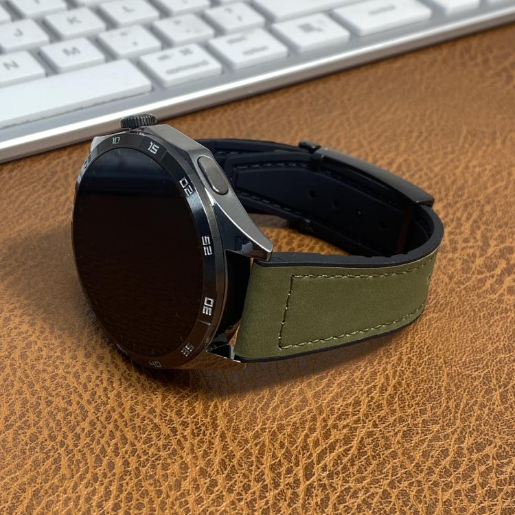T-Shaped Fold Magnetic Buckle Silicone PU Watch Band, 20mm, 22mm