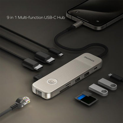 MOMAX DH19L 1-Link 9 in 1 Type-C Multifunctional HUB Adapter Docking Station