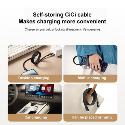 MOMAX DL57D Mag.Link 60W Type-C to 8 Pin Magnetic Braided Fast Charging Data Cable, Length:1m