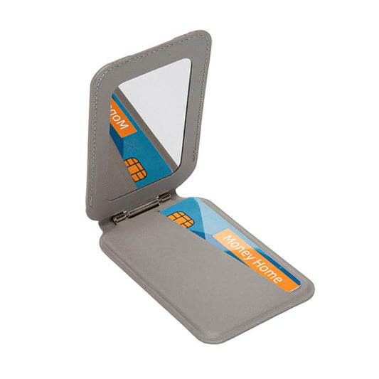Hinge Mirror Phone Holder Leather Card Bag
