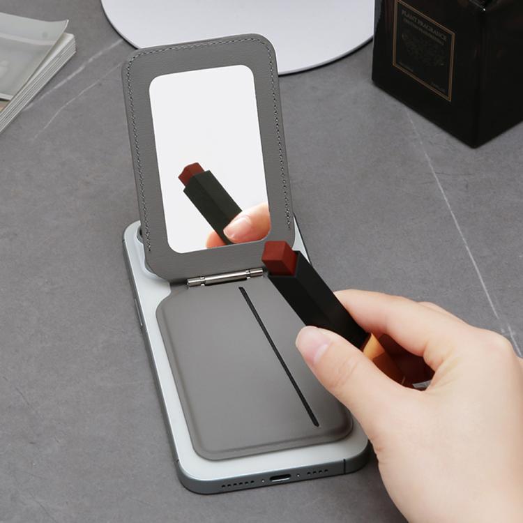 Hinge Mirror Phone Holder Leather Card Bag