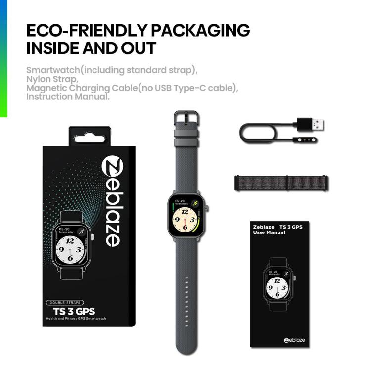 Zeblaze TS 3 GPS 2.01 inch Screen Health & Fitness Smart Watch 3 ATM Waterproof