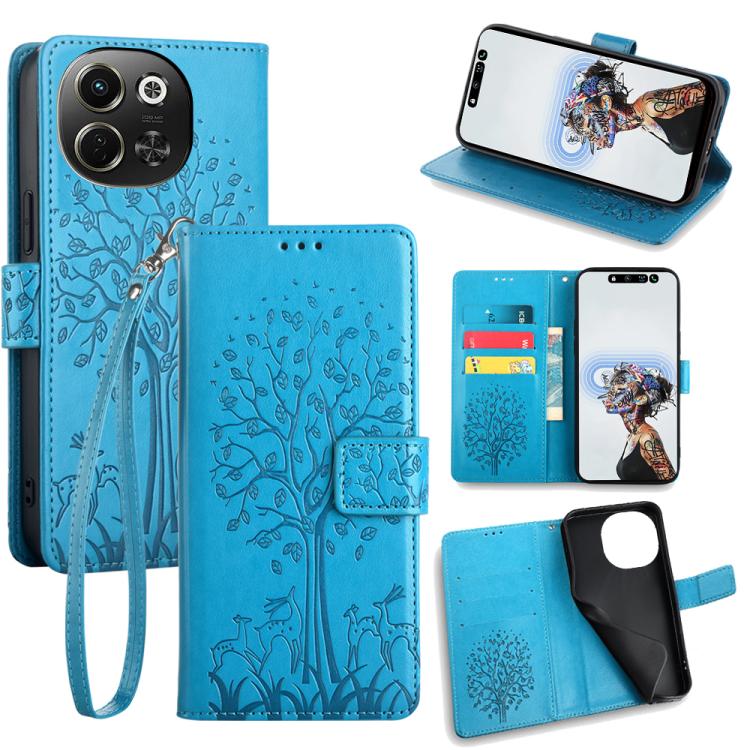 Tree & Deer Embossed Leather Phone Case, For Tecno Pova Curve 2 5G, For Tecno Camon 50 Pro 4G, For Tecno Camon 50 4G, For Tecno Pova Slim 5G, For Tecno Pova 7 Pro 5G, For Tecno Pova 7 5G, For Tecno Spark 40 Pro+ 4G, For Tecno Spark 40 Pro 4G           ...