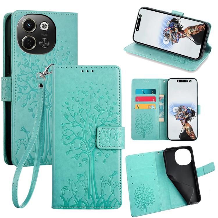 Tree & Deer Embossed Leather Phone Case, For Tecno Pova Curve 2 5G, For Tecno Camon 50 Pro 4G, For Tecno Camon 50 4G, For Tecno Pova Slim 5G, For Tecno Pova 7 Pro 5G, For Tecno Pova 7 5G, For Tecno Spark 40 Pro+ 4G, For Tecno Spark 40 Pro 4G           ...