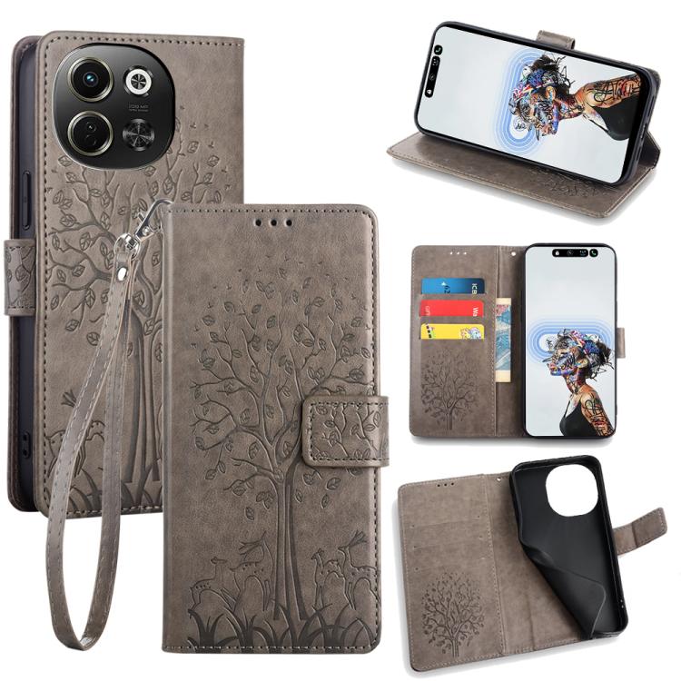 Tree & Deer Embossed Leather Phone Case, For Tecno Pova Curve 2 5G, For Tecno Camon 50 Pro 4G, For Tecno Camon 50 4G, For Tecno Pova Slim 5G, For Tecno Pova 7 Pro 5G, For Tecno Pova 7 5G, For Tecno Spark 40 Pro+ 4G, For Tecno Spark 40 Pro 4G           ...