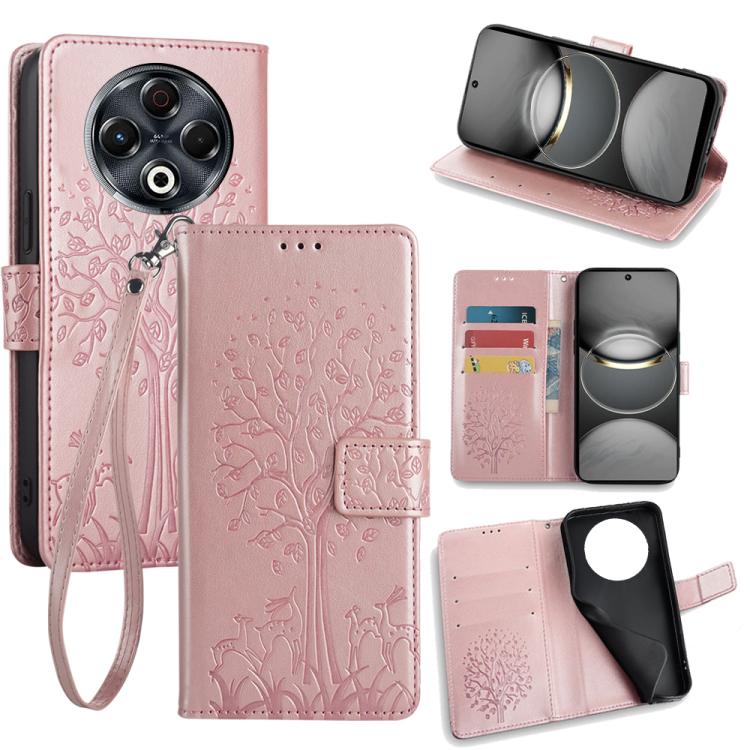 Tree & Deer Embossed Leather Phone Case, For Tecno Pova Curve 2 5G, For Tecno Camon 50 Pro 4G, For Tecno Camon 50 4G, For Tecno Pova Slim 5G, For Tecno Pova 7 Pro 5G, For Tecno Pova 7 5G, For Tecno Spark 40 Pro+ 4G, For Tecno Spark 40 Pro 4G           ...