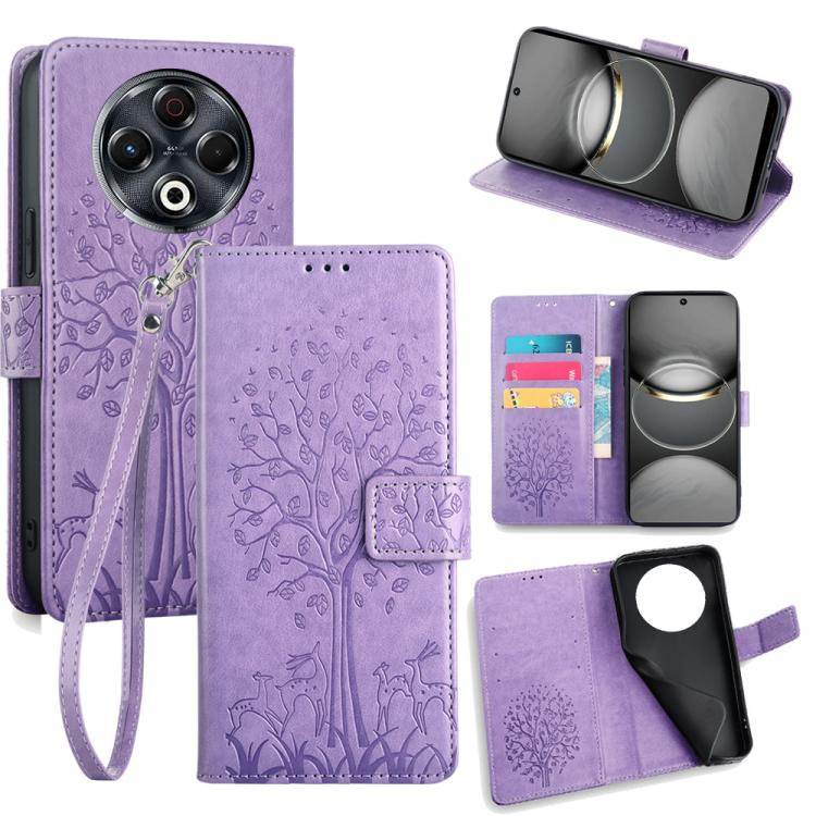 Tree & Deer Embossed Leather Phone Case, For Tecno Pova Curve 2 5G, For Tecno Camon 50 Pro 4G, For Tecno Camon 50 4G, For Tecno Pova Slim 5G, For Tecno Pova 7 Pro 5G, For Tecno Pova 7 5G, For Tecno Spark 40 Pro+ 4G, For Tecno Spark 40 Pro 4G           ...