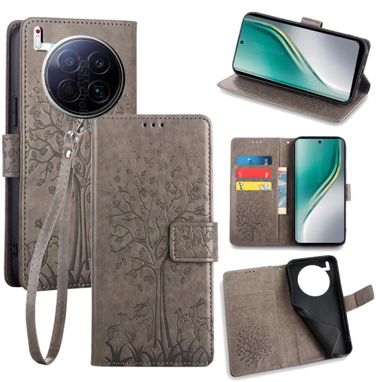 Tree & Deer Embossed Leather Phone Case, For Tecno Pova Curve 2 5G, For Tecno Camon 50 Pro 4G, For Tecno Camon 50 4G, For Tecno Pova Slim 5G, For Tecno Pova 7 Pro 5G, For Tecno Pova 7 5G, For Tecno Spark 40 Pro+ 4G, For Tecno Spark 40 Pro 4G           ...