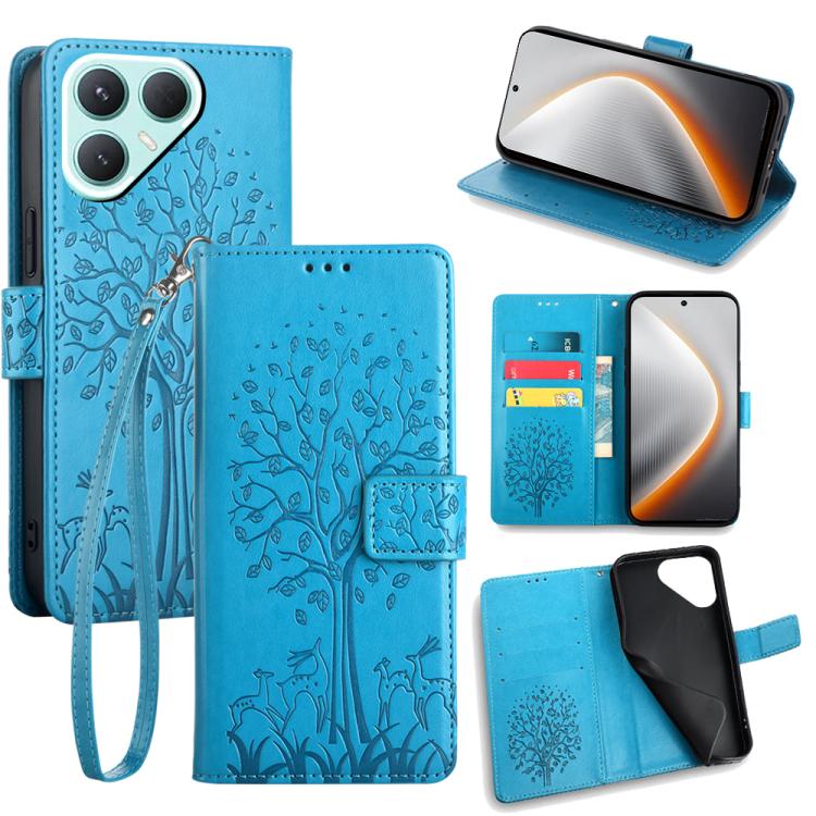 Tree & Deer Embossed Leather Phone Case, For Tecno Pova Curve 2 5G, For Tecno Camon 50 Pro 4G, For Tecno Camon 50 4G, For Tecno Pova Slim 5G, For Tecno Pova 7 Pro 5G, For Tecno Pova 7 5G, For Tecno Spark 40 Pro+ 4G, For Tecno Spark 40 Pro 4G           ...