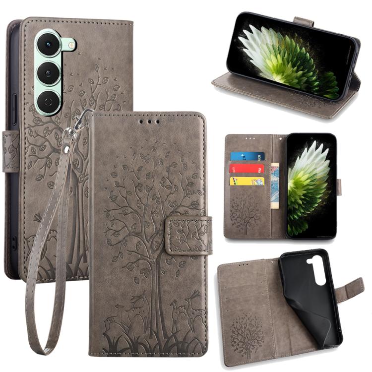 Tree & Deer Embossed Leather Phone Case, For Tecno Pova Curve 2 5G, For Tecno Camon 50 Pro 4G, For Tecno Camon 50 4G, For Tecno Pova Slim 5G, For Tecno Pova 7 Pro 5G, For Tecno Pova 7 5G, For Tecno Spark 40 Pro+ 4G, For Tecno Spark 40 Pro 4G           ...