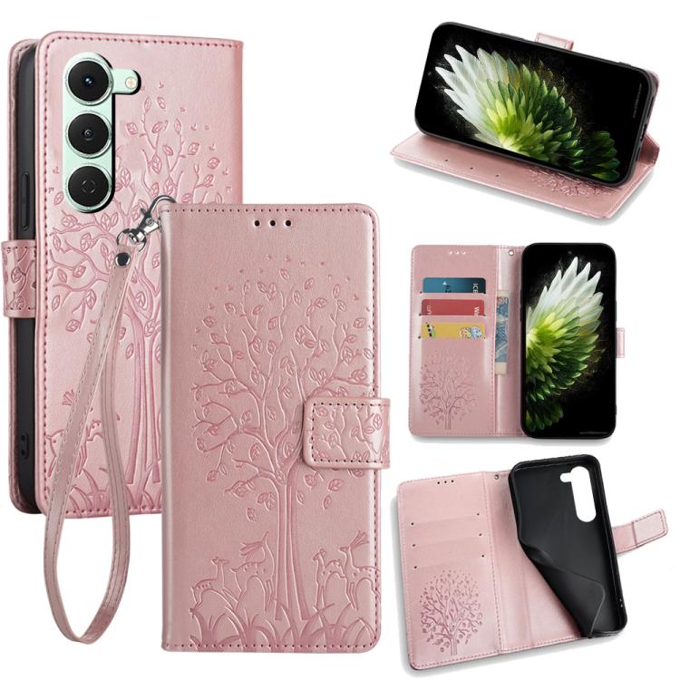 Tree & Deer Embossed Leather Phone Case, For Tecno Pova Curve 2 5G, For Tecno Camon 50 Pro 4G, For Tecno Camon 50 4G, For Tecno Pova Slim 5G, For Tecno Pova 7 Pro 5G, For Tecno Pova 7 5G, For Tecno Spark 40 Pro+ 4G, For Tecno Spark 40 Pro 4G           ...