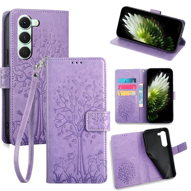Tree & Deer Embossed Leather Phone Case, For Tecno Pova Curve 2 5G, For Tecno Camon 50 Pro 4G, For Tecno Camon 50 4G, For Tecno Pova Slim 5G, For Tecno Pova 7 Pro 5G, For Tecno Pova 7 5G, For Tecno Spark 40 Pro+ 4G, For Tecno Spark 40 Pro 4G           ...
