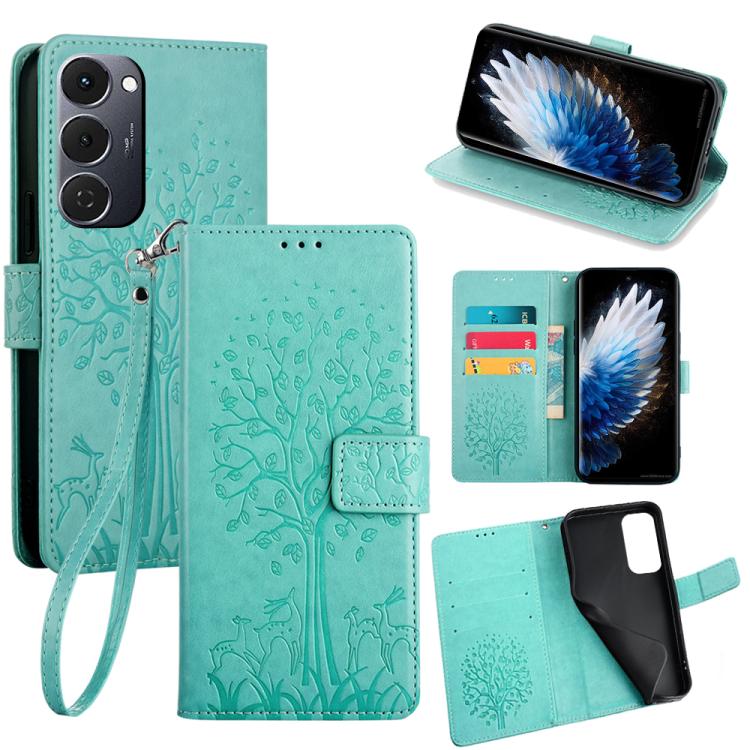 Tree & Deer Embossed Leather Phone Case, For Tecno Pova Curve 2 5G, For Tecno Camon 50 Pro 4G, For Tecno Camon 50 4G, For Tecno Pova Slim 5G, For Tecno Pova 7 Pro 5G, For Tecno Pova 7 5G, For Tecno Spark 40 Pro+ 4G, For Tecno Spark 40 Pro 4G           ...