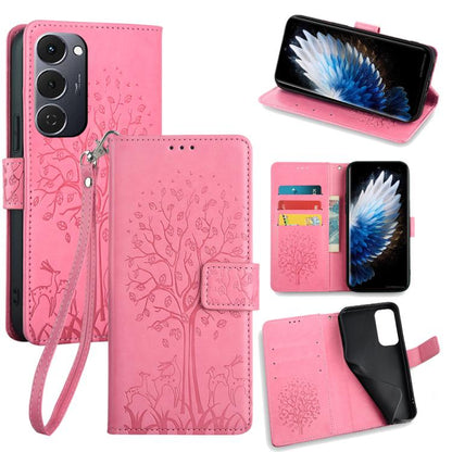 Tree & Deer Embossed Leather Phone Case, For Tecno Pova Curve 2 5G, For Tecno Camon 50 Pro 4G, For Tecno Camon 50 4G, For Tecno Pova Slim 5G, For Tecno Pova 7 Pro 5G, For Tecno Pova 7 5G, For Tecno Spark 40 Pro+ 4G, For Tecno Spark 40 Pro 4G           ...