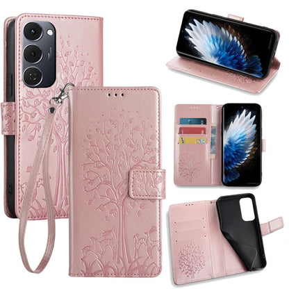 Tree & Deer Embossed Leather Phone Case, For Tecno Pova Curve 2 5G, For Tecno Camon 50 Pro 4G, For Tecno Camon 50 4G, For Tecno Pova Slim 5G, For Tecno Pova 7 Pro 5G, For Tecno Pova 7 5G, For Tecno Spark 40 Pro+ 4G, For Tecno Spark 40 Pro 4G           ...