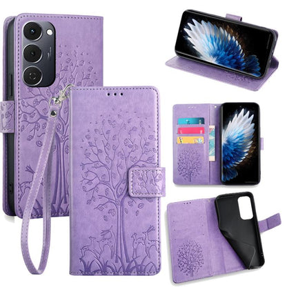 Tree & Deer Embossed Leather Phone Case, For Tecno Pova Curve 2 5G, For Tecno Camon 50 Pro 4G, For Tecno Camon 50 4G, For Tecno Pova Slim 5G, For Tecno Pova 7 Pro 5G, For Tecno Pova 7 5G, For Tecno Spark 40 Pro+ 4G, For Tecno Spark 40 Pro 4G           ...