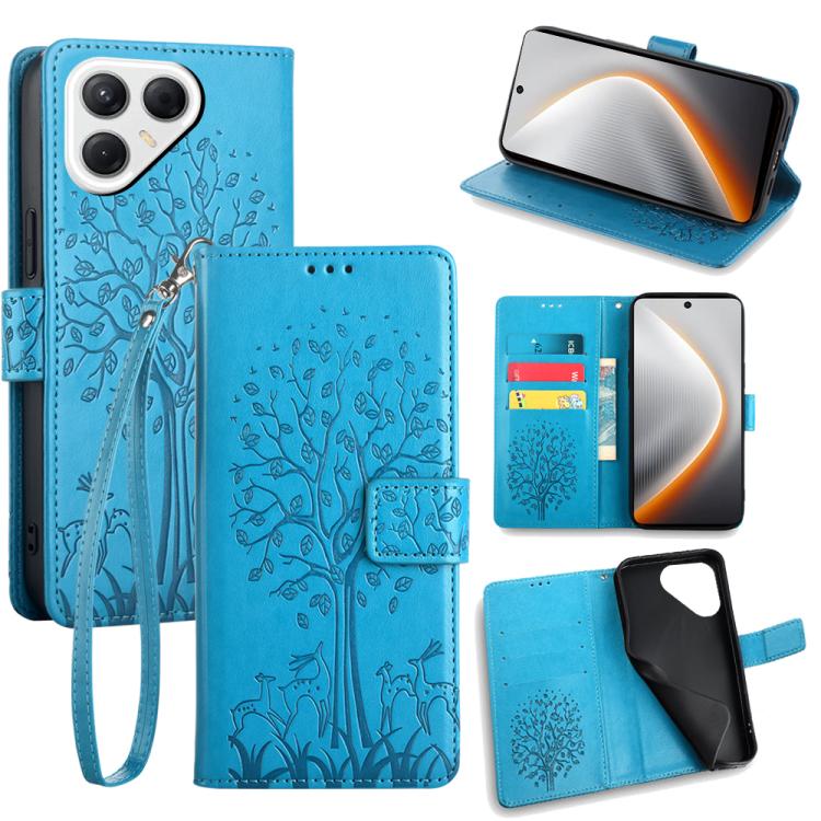 Tree & Deer Embossed Leather Phone Case, For Tecno Pova Curve 2 5G, For Tecno Camon 50 Pro 4G, For Tecno Camon 50 4G, For Tecno Pova Slim 5G, For Tecno Pova 7 Pro 5G, For Tecno Pova 7 5G, For Tecno Spark 40 Pro+ 4G, For Tecno Spark 40 Pro 4G           ...