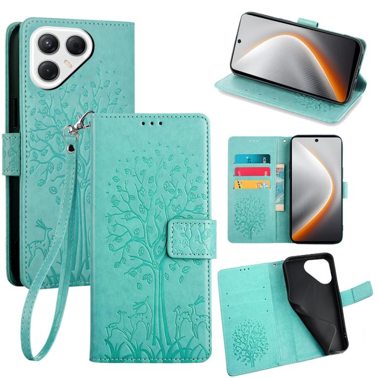Tree & Deer Embossed Leather Phone Case, For Tecno Pova Curve 2 5G, For Tecno Camon 50 Pro 4G, For Tecno Camon 50 4G, For Tecno Pova Slim 5G, For Tecno Pova 7 Pro 5G, For Tecno Pova 7 5G, For Tecno Spark 40 Pro+ 4G, For Tecno Spark 40 Pro 4G           ...